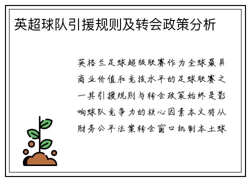 英超球队引援规则及转会政策分析